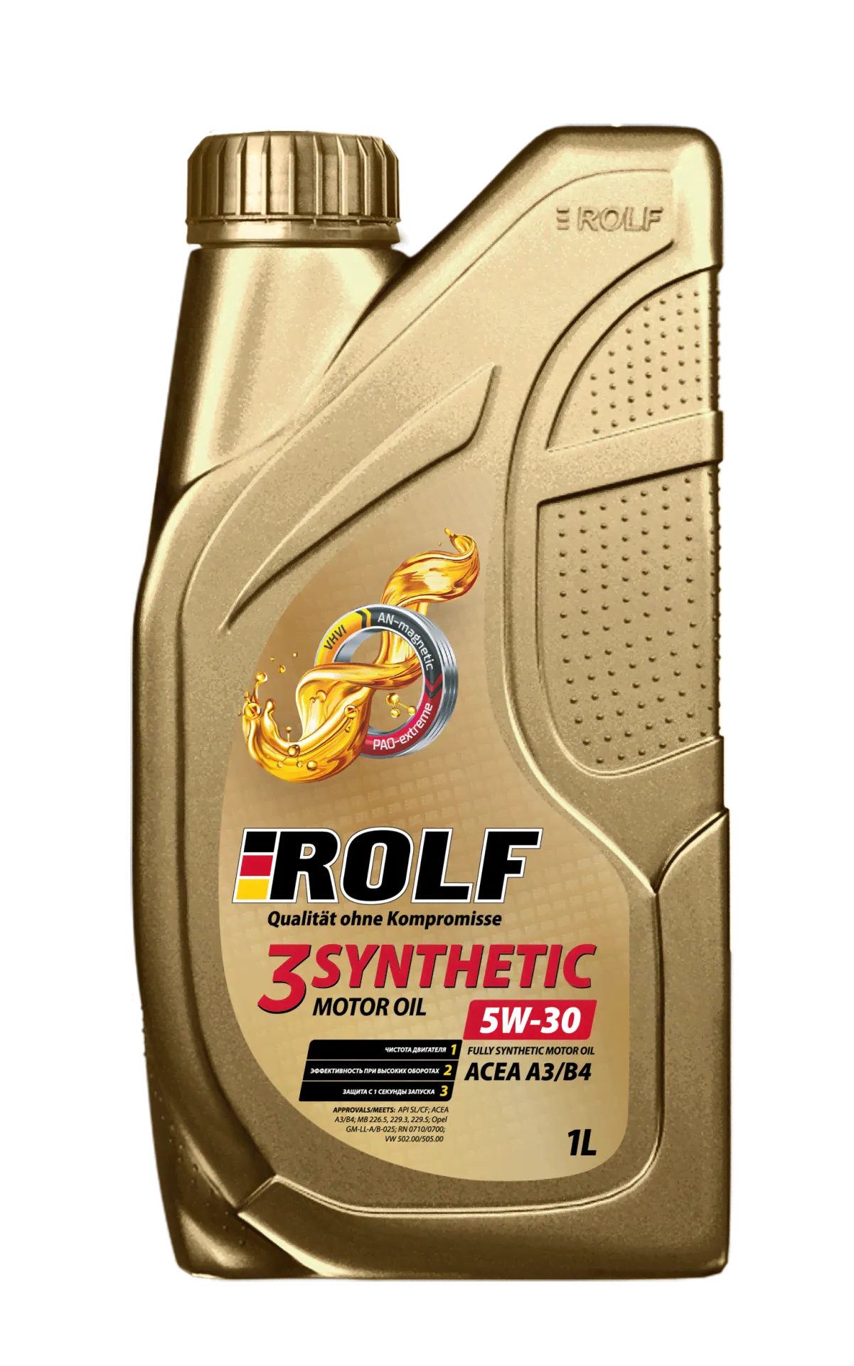 Масло моторное ROLF 3-SYNTHETIC 5W-40 ACEA A3/B4 синт. (1л)