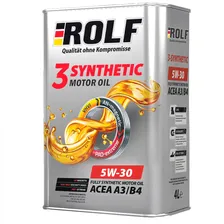 Масло моторное синтетическое «ROLF 3-SYNTHETIC 5W-30 ACEA C3» 4л 322618