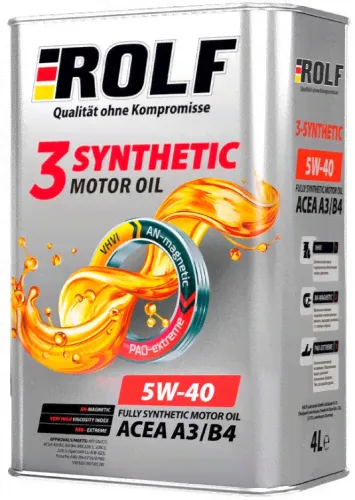 Масло моторное ROLF 3-Synthetic 5W-40 ACEA A3/B4 4л-0