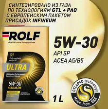 Масло мотор. ROLF ULTRA 5W30 ACEA A5/B5 API SP 4л